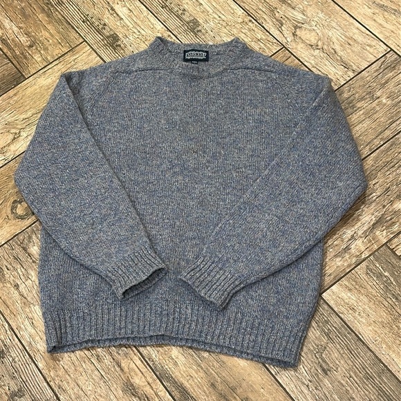 LANDS'END Cotton Knit Sweater, Made in USA, Men's XL cotton navy blue type Vintage Second Hand